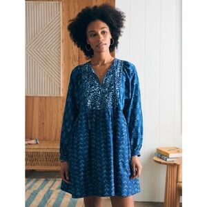 NEW FAHERTY solstice mix print mini dress in sunburst Size Small